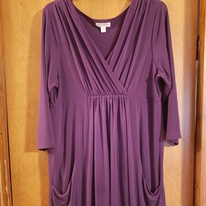 15W En Focus purple long sleeve bubble bottom dres